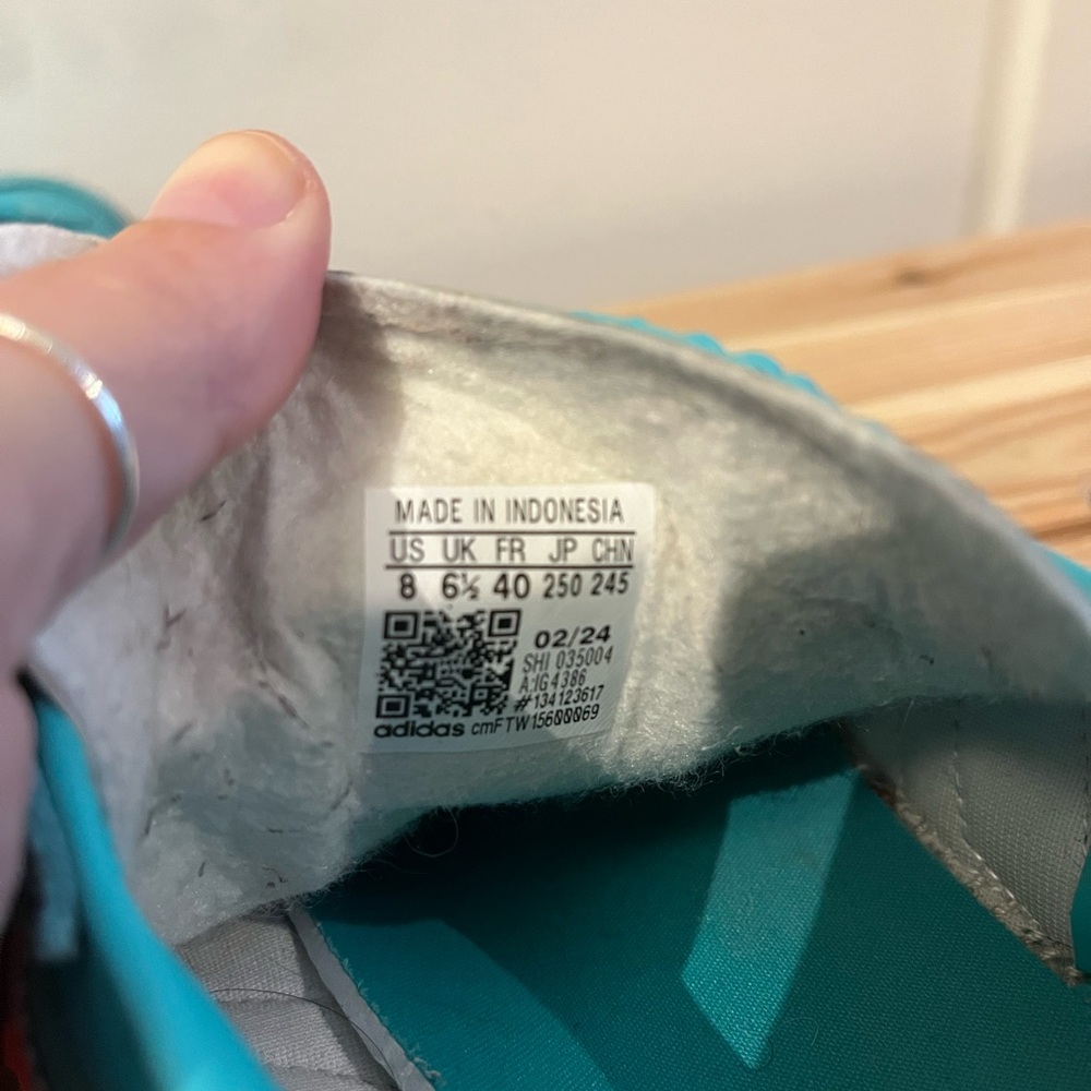 Adidas Women's Gazelle Turquoise and Orange Sneakers - Picture 5 of 5